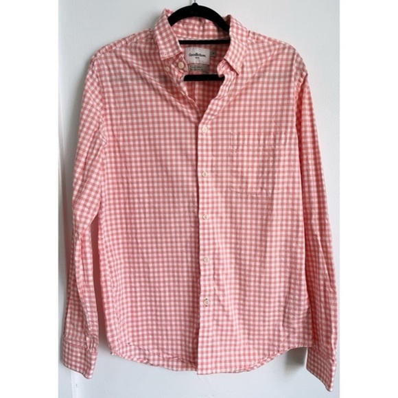 Goodfellow • Peachy Pink White Plaid Northrop Button Down Shirt - Picture 1 of 5